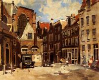 Cornelis Vreedenburgh - A Townscene With Children At Play Haarlem